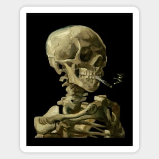 Skull of a Skeleton with Burning Cigarette Magnet